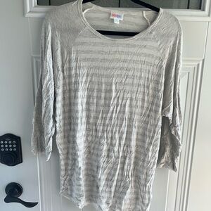 LuLaRoe Light Gray Striped Long Sleeve Top
